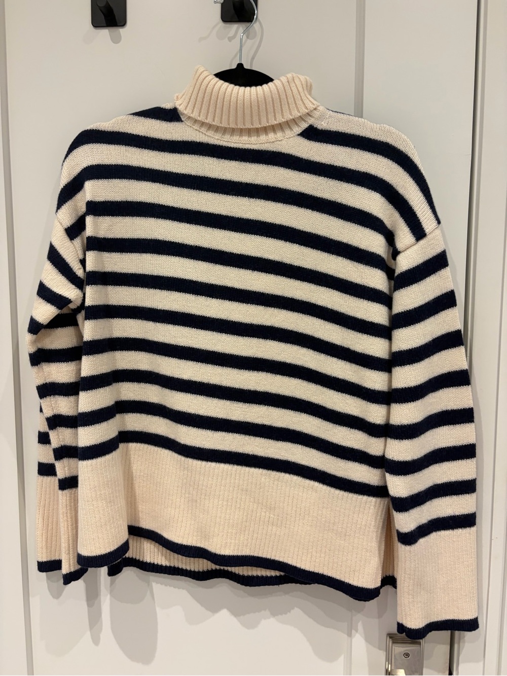 Babaton Cream & Navy Striped Turtleneck Sweater